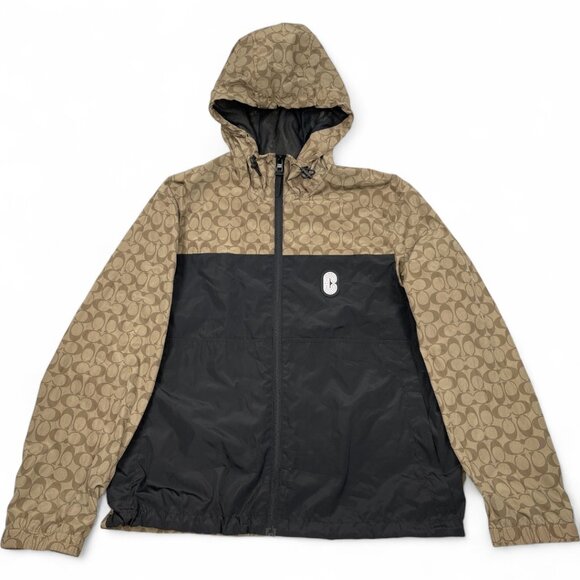 Coach Full Zip Windbreaker Hooded Jacket Logo Print  Men's XL - Picture 1 of 10